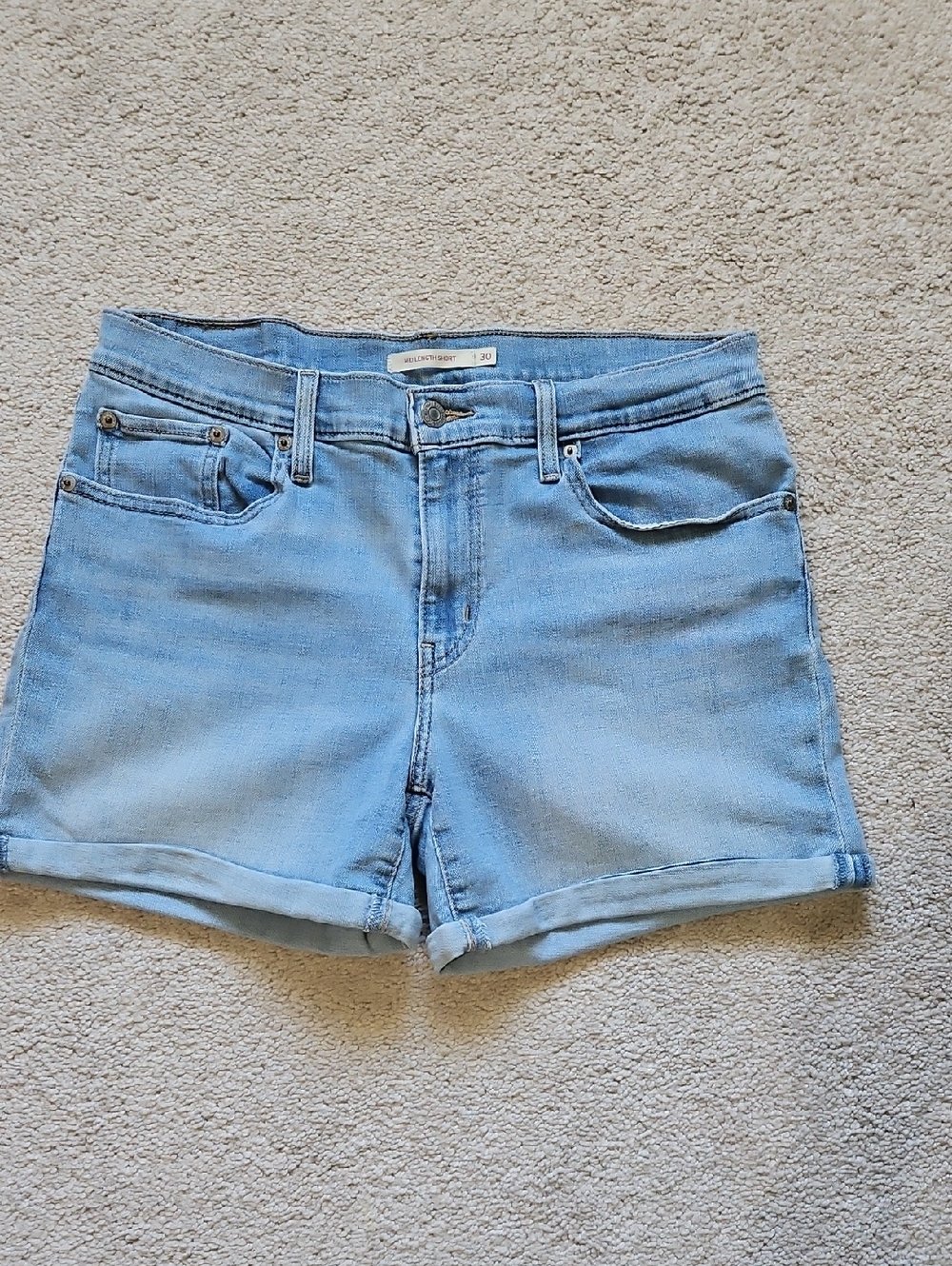 Levi's Light Wash Rolled-Hem Denim Shorts